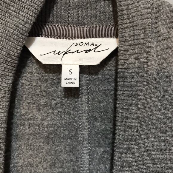 Soma Wknd Gray Knit Cardigan Comfy Lounge Sweater Size S Small Jersey Pockets - Picture 7 of 7